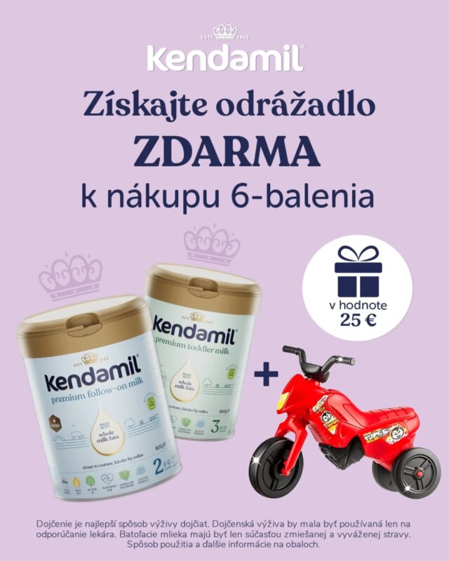 🎁Darček na nákup Kendamilu!🎁
Objednajte si 6ks balenie Kendamil Premium 800g* za zvýhodnenú cenu a získajte od nás odrážadlo Enduro Yupee úplne ZADARMO!🛵

Prémiové mlieko pre vaše dieťatko+ prvé vozítko na objavovanie sveta = dokonalá kombinácia pre spokojné bruška a veľké dobrodružstvá. 💛

Nakupujte tu: 👇
👉 https://www.healthfactory.sk/akcia-kendamil/

Akcia platí od 19. 5. do 25. 5. 2025, alebo do rozdania darčekov.

*platí iba na stages 2, 3 a 4

#kendamil #darček #zadarmo #Kendamil #PreTýchNajmilovanejších #kendamilsk #mlieko #plnotucnemlieko #babatko #mojebabatko #prebabatko #babatka #prebabatka